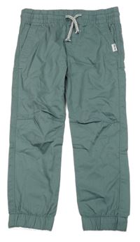 Modrozelené plátěné cuff kalhoty H&M