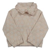 Světlerůžová květinová propínací mikina 