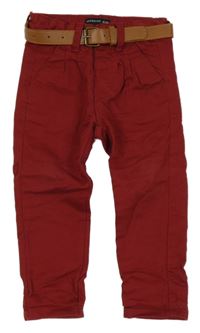 Červené plátěné kalhoty s páskem Reserved