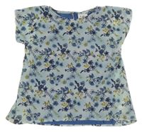 Světlemodrá šifonová halenka s kytičkami Topolino