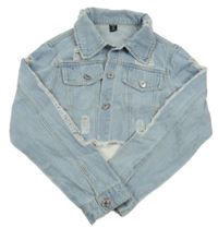 Světlemodrá riflová crop bunda Shein