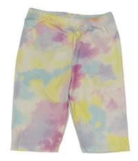 Bílo-růžovo-barevné žebrované elastické kraťasy Shein