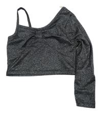 Černo-stříbrné crop asymetrické triko Matalan