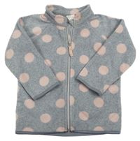 Šedá fleecová propínací mikina s růžovými puntíky H&M