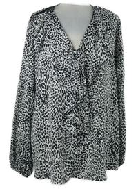 Dámská bílo-černá vzorovaná halenka s volánky F&F