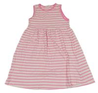 Bílo-růžové pruhované bavlněné šaty Zara