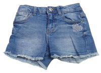 Modré riflové kraťasy s kamínky Denim Co.
