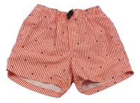 Červeno-bílé pruhované plážové kraťasy s plachetnicemi Jack & Jones