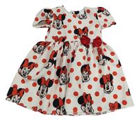 Bílo-červené puntíkaté šaty s Minnie 