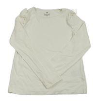 Bílé žebrované triko s volánky H&M