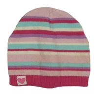 Růžovo-pomněnková pruhovaná čepice se srdíčkem