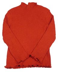 Červený třpytivý žebrovaný svetr Tu