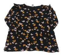 Černé triko s motýlky Dopodopo