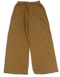 Hnědé pruhované široké kalhoty SHEIN