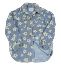 Světlemodrá huňatá podšitá košilová bunda s kytičkami Primark