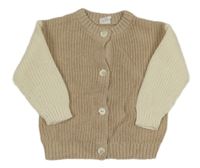 Béžovo-smetanový žebrovaný propínací svetr H&M