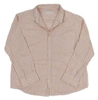 Růžovo-bílá pruhovaná lněná košile Zara