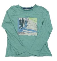 Zelené triko se skateboardy Alive