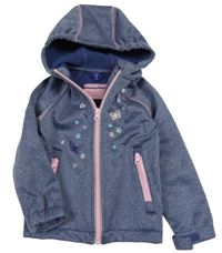 Tmavomodrá melírovaná softshellová bunda s motýly a kapucí ACTIVE TOUCH