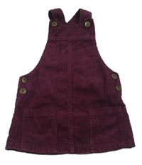 Vínové manšestrové laclové šaty Next