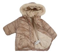 Starorůžová šusťáková zimní bunda s kapucí Next 