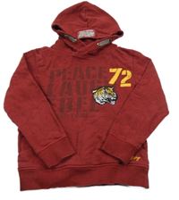 Rubínová melírovaná mikina s nápisem a kapucí 