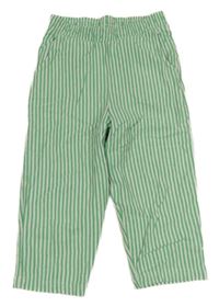 Bílo-zelené pruhované crop teplákové kalhoty M&S