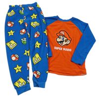 Červeno-modré fleecové pyžamo s Máriem PRIMARK