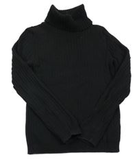 Černý žebrovaný svetrový rolák George