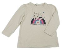 SVětlebéžová lehká mikina s kočkou a duhou Topolino