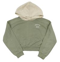 Khaki crop mikina s nápisem a kapucí River Island