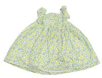 Bílo-světlemodro-žluté kytičkované plátěné šaty Tommy Bahama 