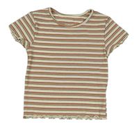 Smetanové žebrované crop triko s proužky Primark