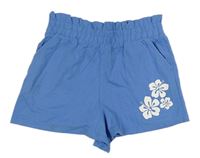 Světlemodré bavlněné kraťasy s květy Matalan 