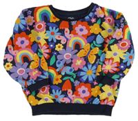 Tmavomodrá oversize mikina s kytičkami F&F
