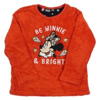 Červená chlupatá mikina s Minnií Disney