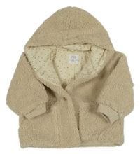 Béžový huňatý zateplený kabátek s kapucí Zara 