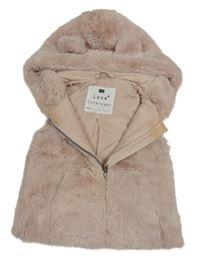 Světlerůžová kožešinová podšitá vesta s kapucí F&F