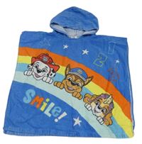 Modré froté osuškové pončo s Paw Patrol a kapucí zn. Tu