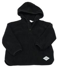 Černá fleecová mikina s kapucí Zara