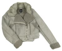 Šedý semišový zateplený crop křivák New Look