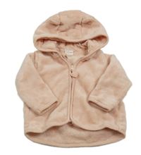 Světlerůžová srdíčkovaná chlupatá bunda s kapucí H&M