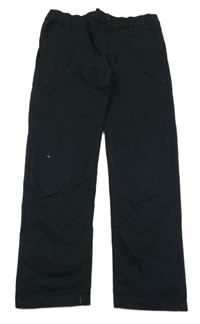 Černé plátěné kalhoty Manor