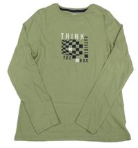 Khaki triko s nápisem Kiabi