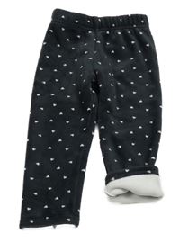 Antracitové plyšové zateplené kalhoty se srdíčky Topolino