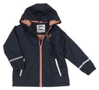 Tmavomodro-růžová nepromokavá jarní bunda s kapucí Lupilu 