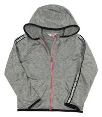 Šedá melírovaná propínací sportovní mikina s kapucí Kids