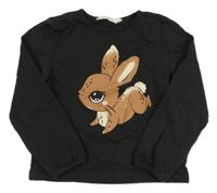 Tmavošedé triko se zajíčkem H&M