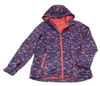 Tmavomodro-růžová softshellová bunda s motýlky a kapucí Crivit 