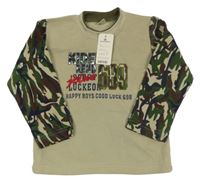 Nové - Béžovo-army mikina s nápisem Ririsheng